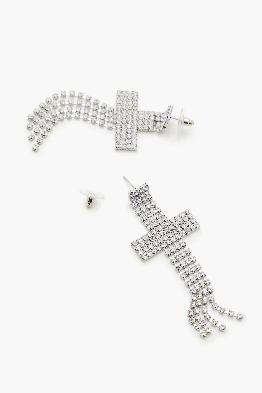 Rhinestone Cross Drop Earrings - Image 3