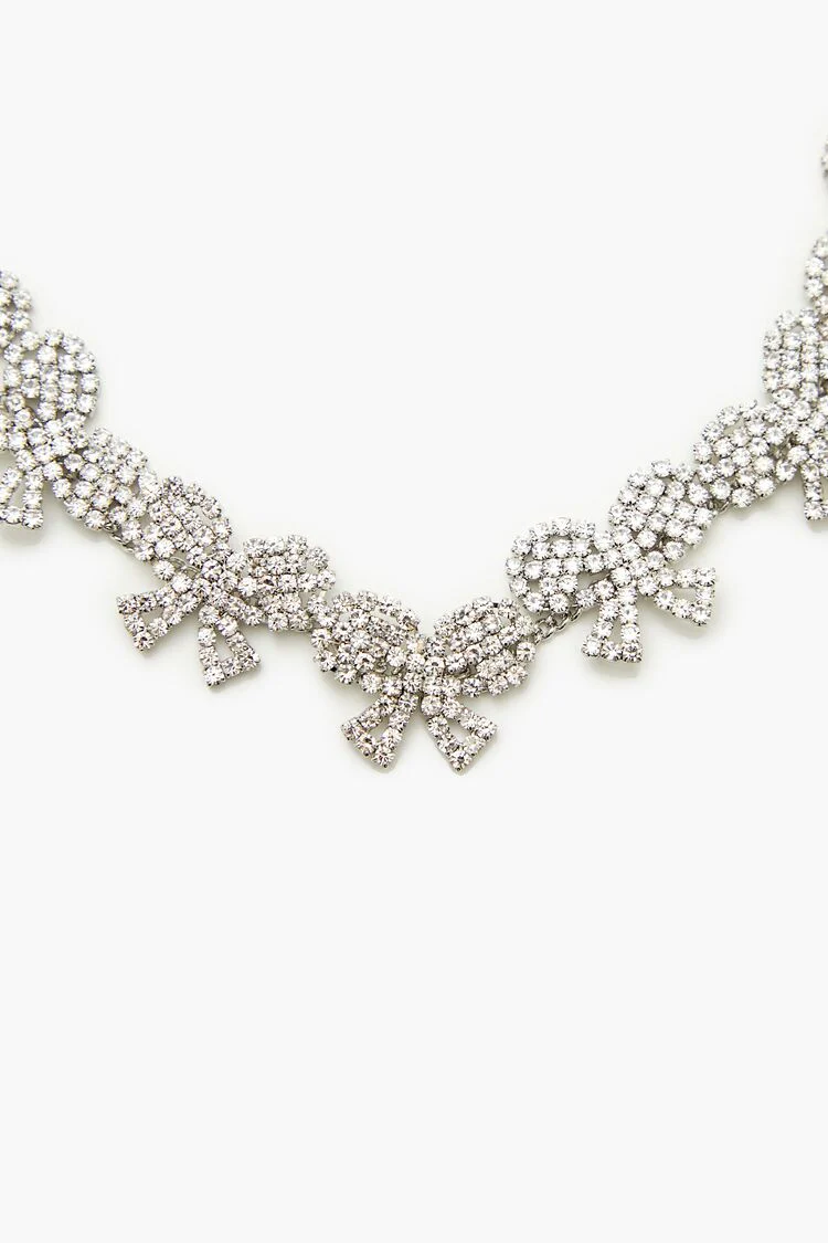 Rhinestone Bow Choker Necklace - Image 2
