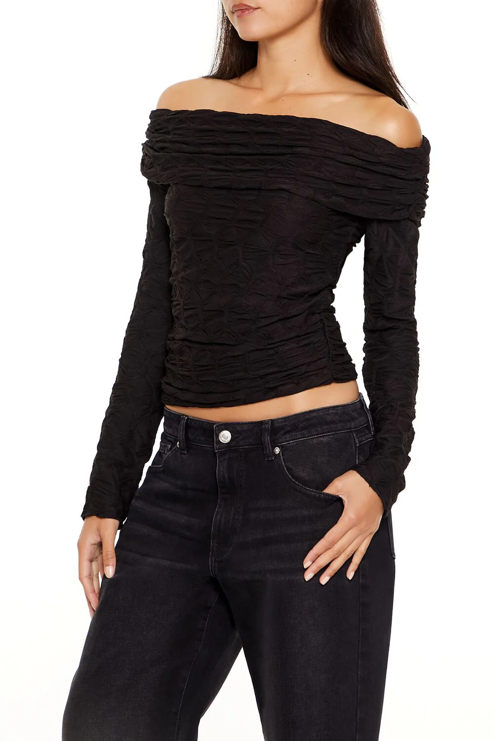 Textured Off-the-Shoulder Top - Image 4