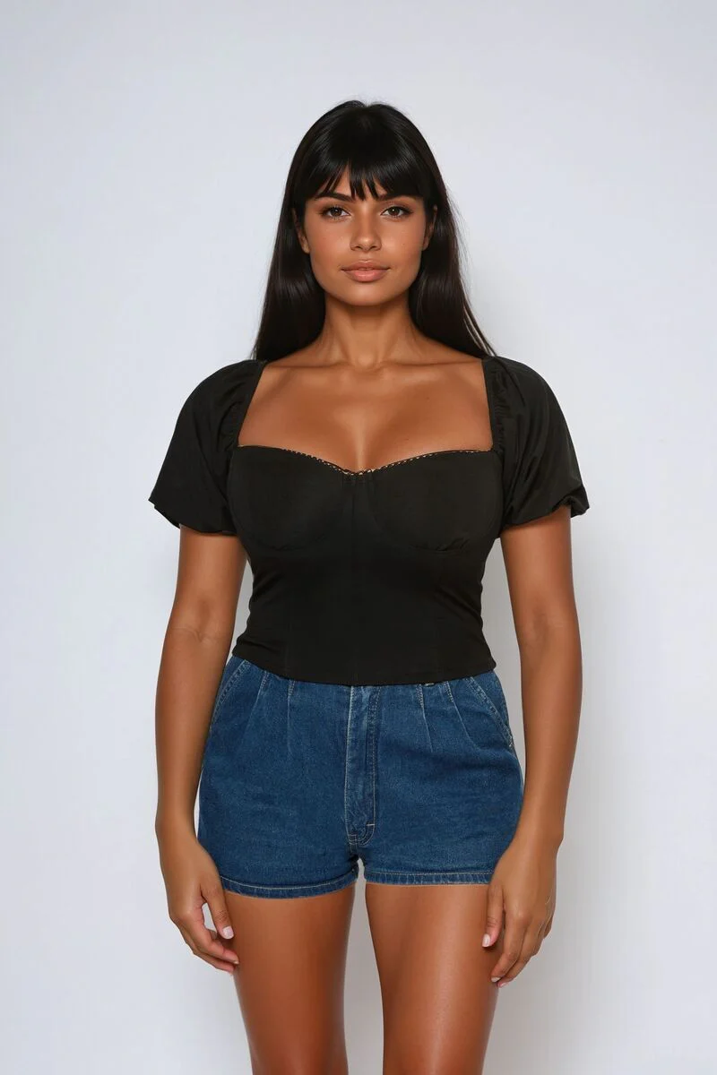 Jersey Knit Puff-Sleeve Top - Image 3