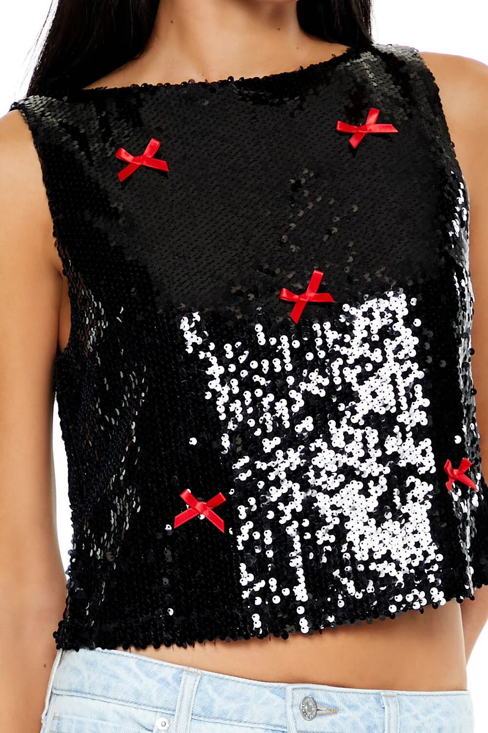 Sequin Bow Boxy Crop Top - Image 3