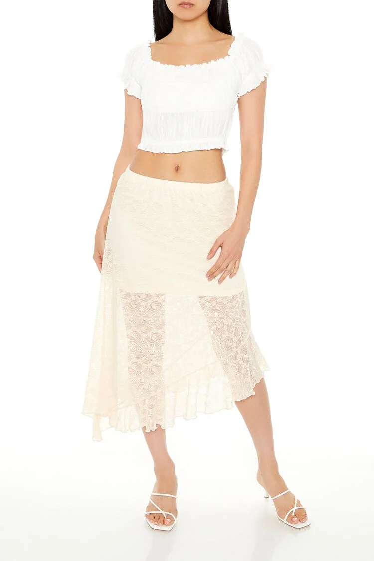 Shirred Ruffle-Trim Crop Top - Image 2