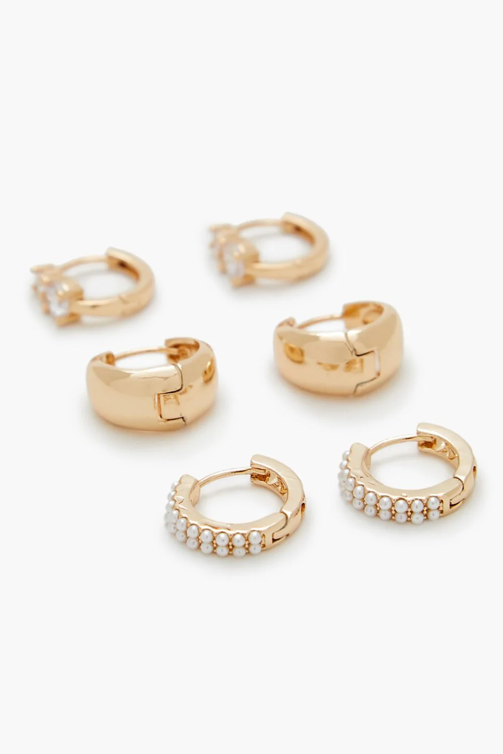 Faux Gem Huggie Hoop Earring Set - Image 2