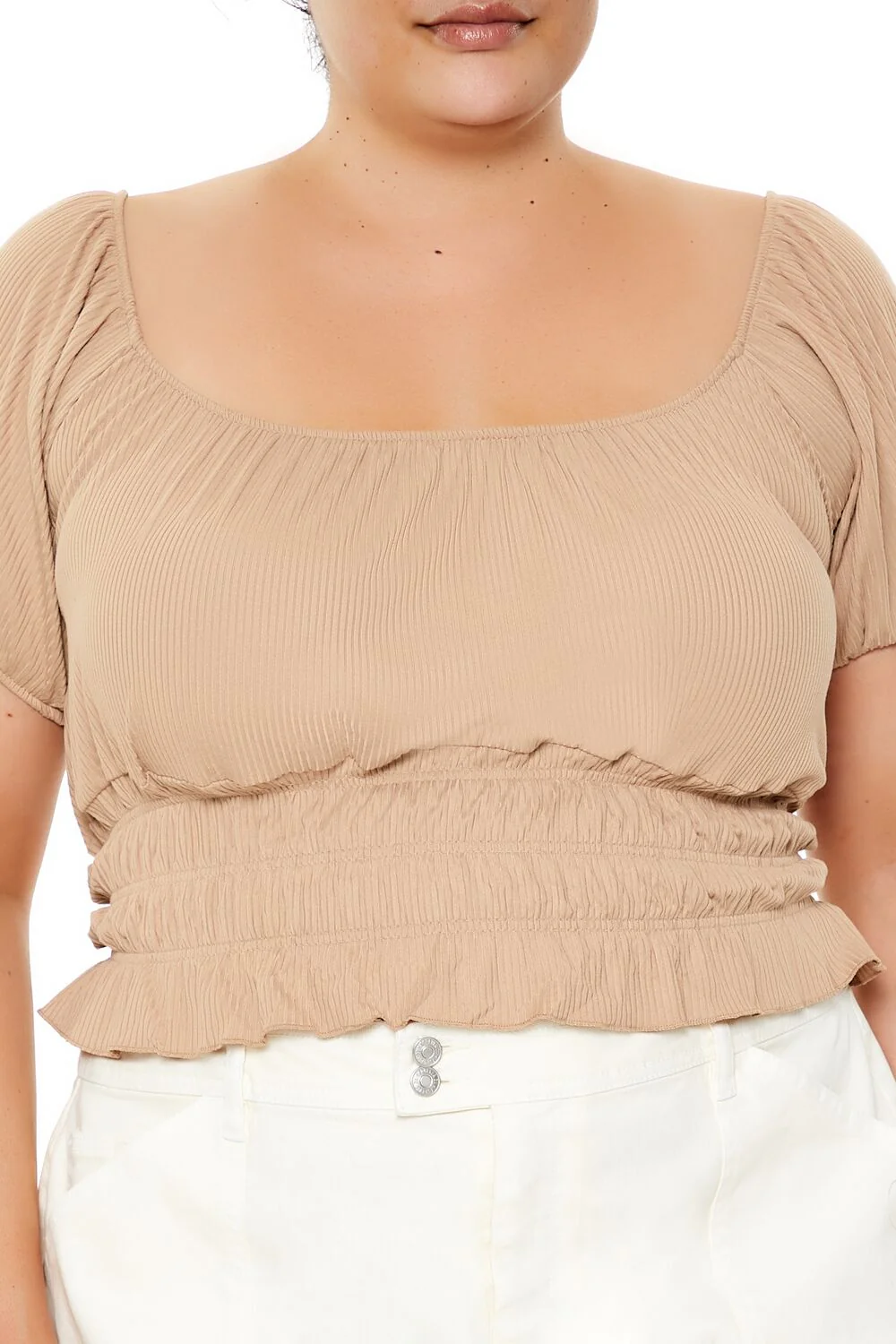 Plus Size Ribbed Knit Crop Top - Image 3