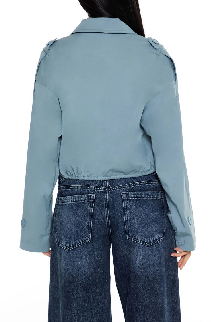 Double-Breasted Cropped Trench Coat - Image 5