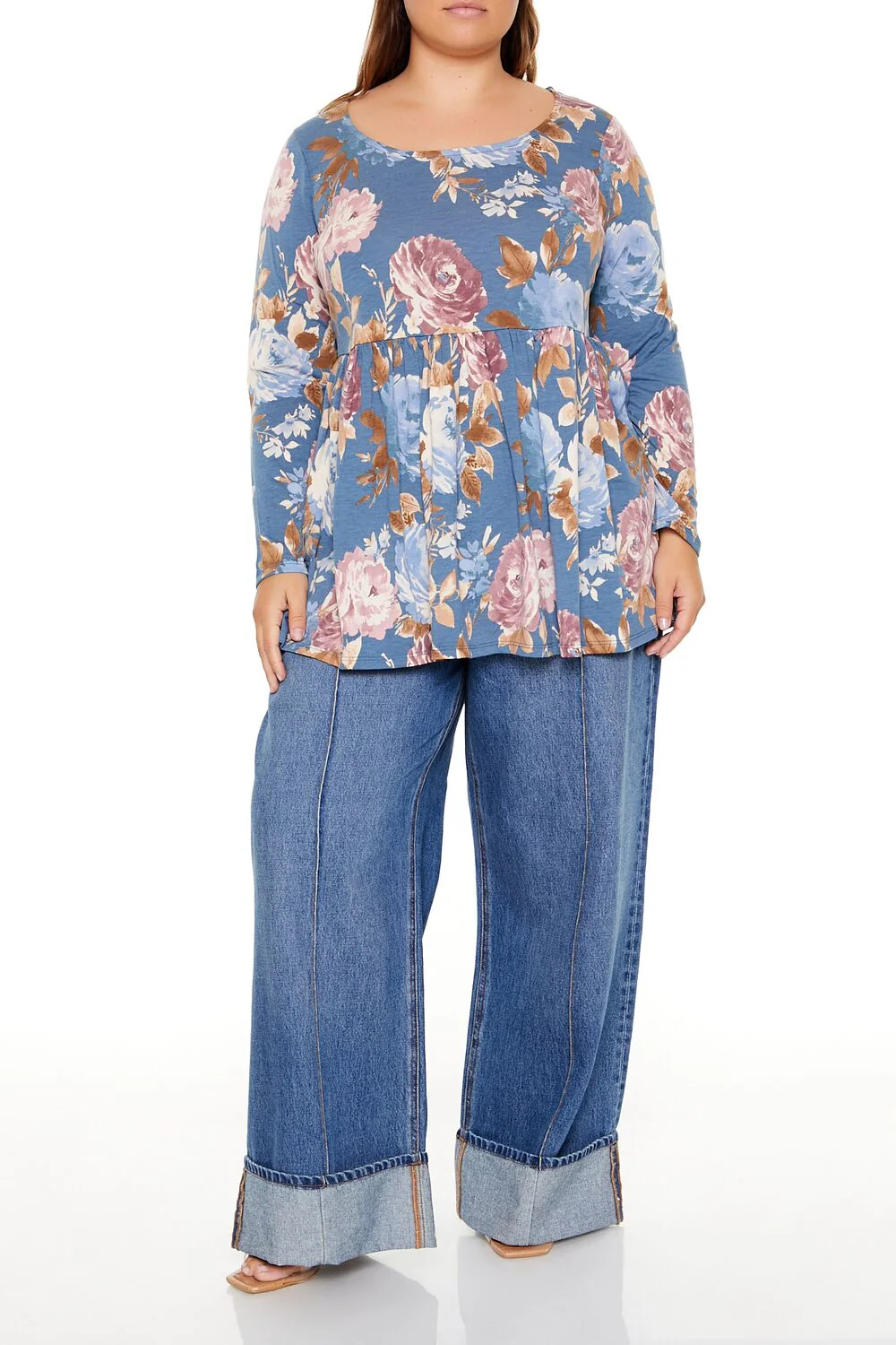 Plus Size Floral Print Flounce Top - Image 2