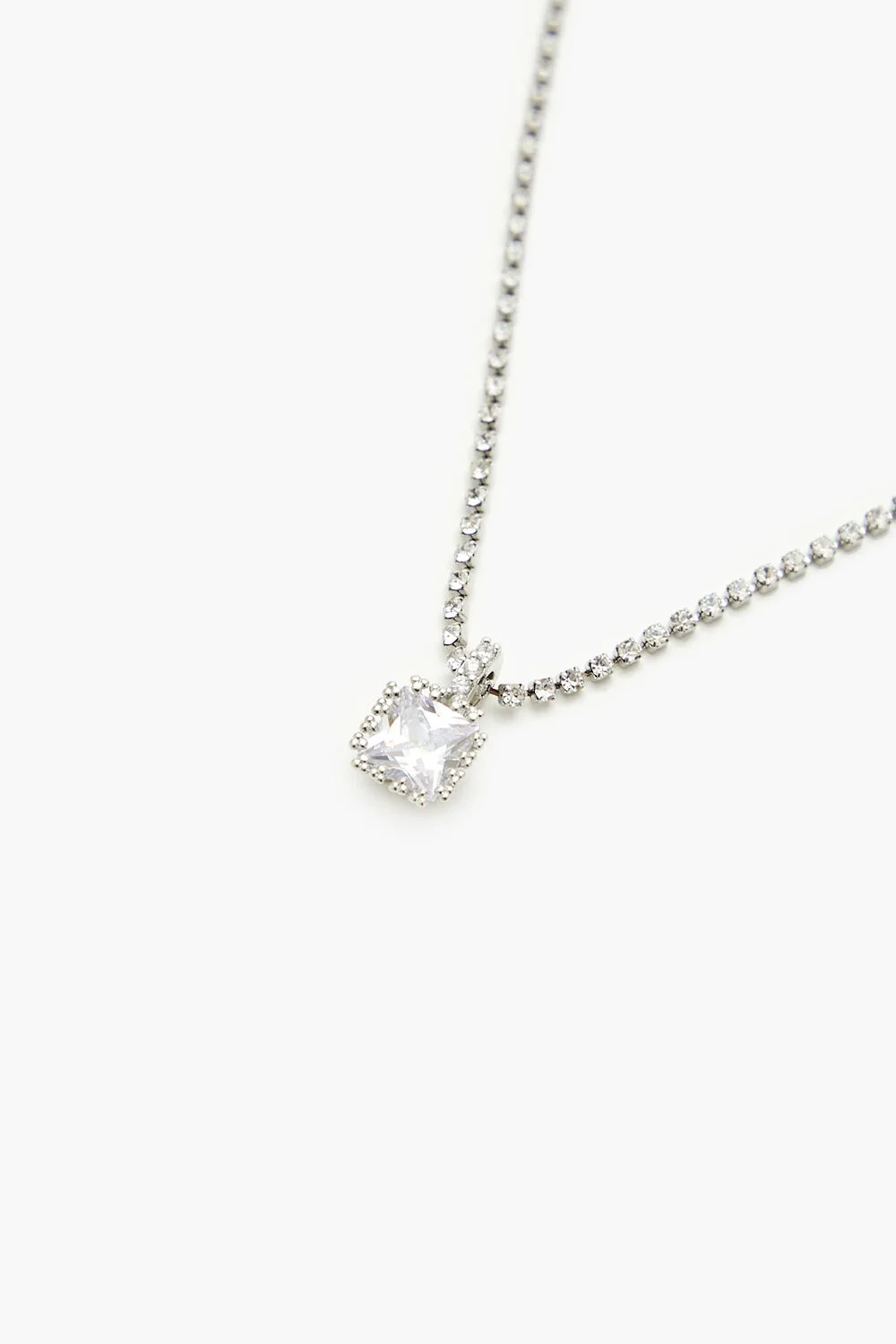 CZ Pendant Box Chain Necklace - Image 2