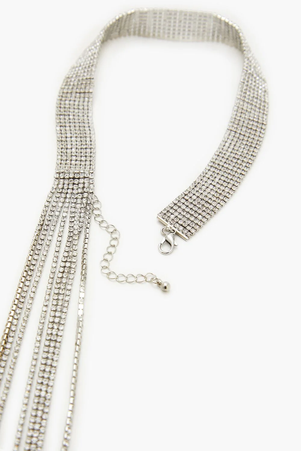 Rhinestone Fringe Choker Necklace - Image 3