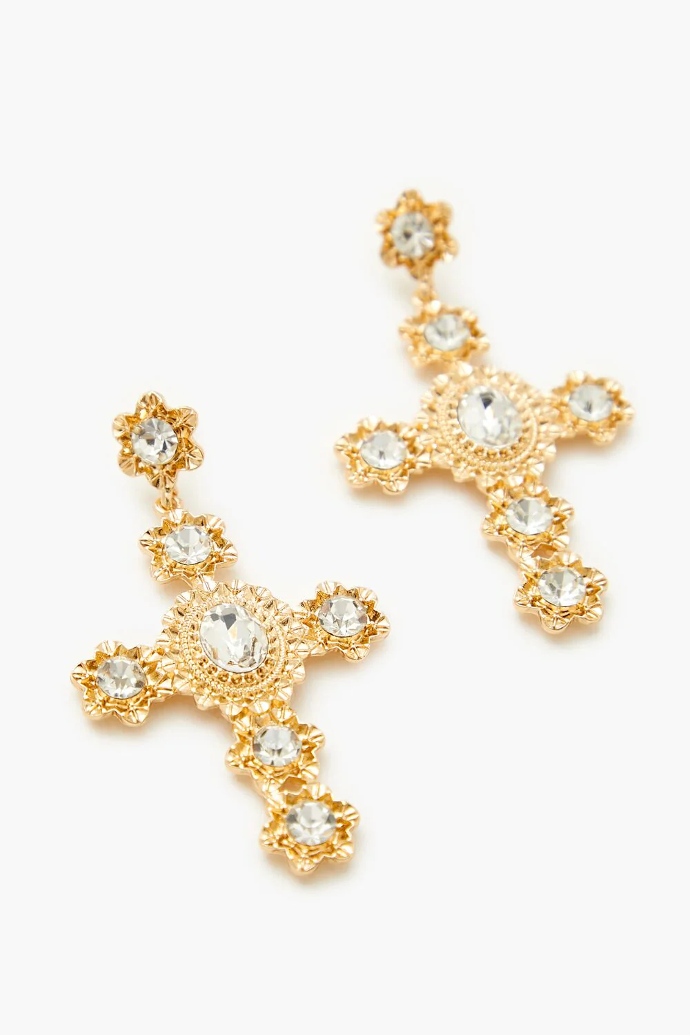 Faux Gem Cross Drop Earrings - Image 2