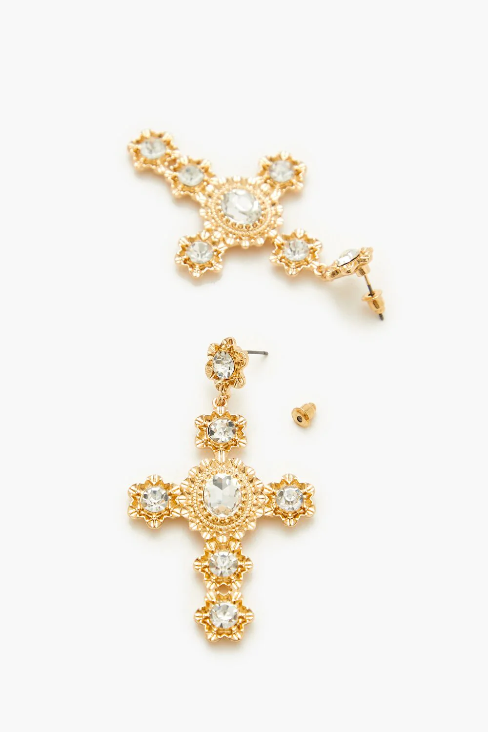 Faux Gem Cross Drop Earrings - Image 3