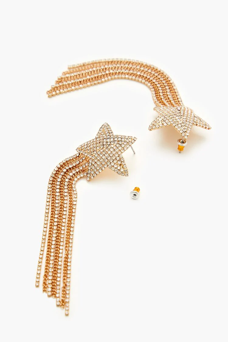 Rhinestone Star Drop Earrings - Image 3