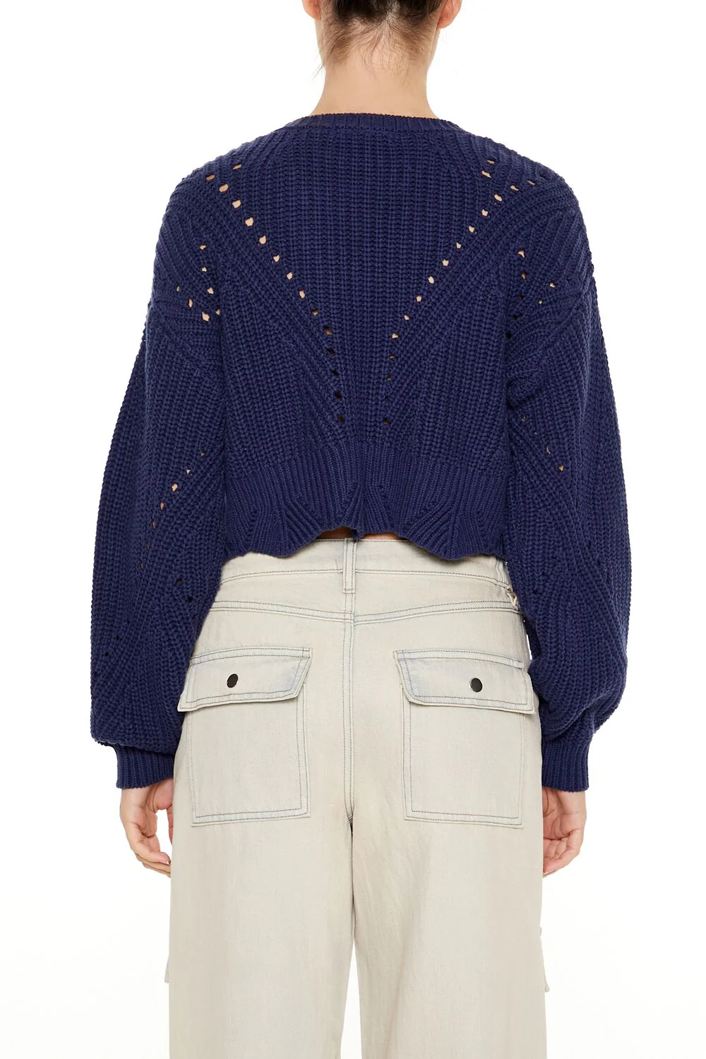 Open-Knit Cropped Sweater - Image 10