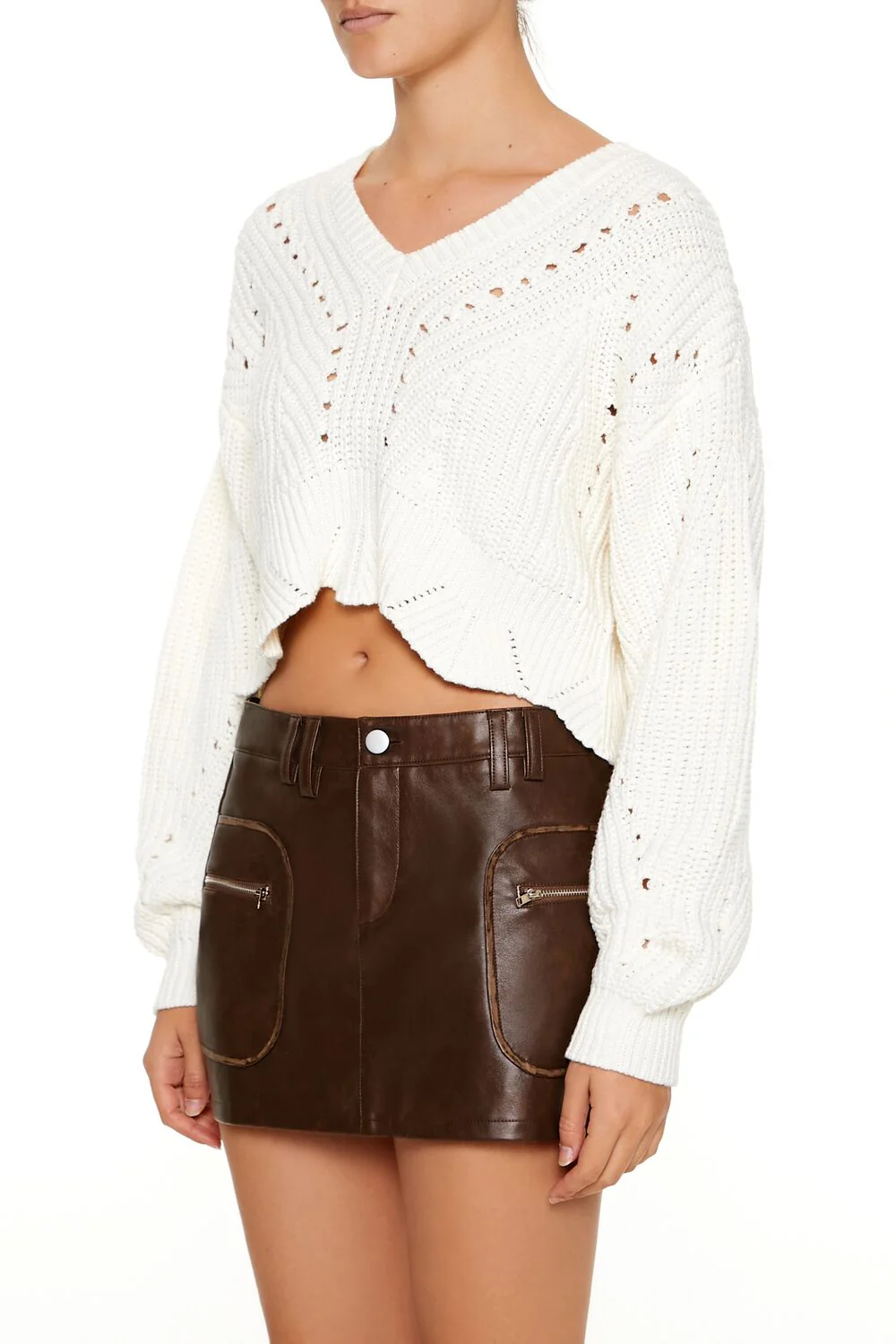 Open-Knit Cropped Sweater - Image 4