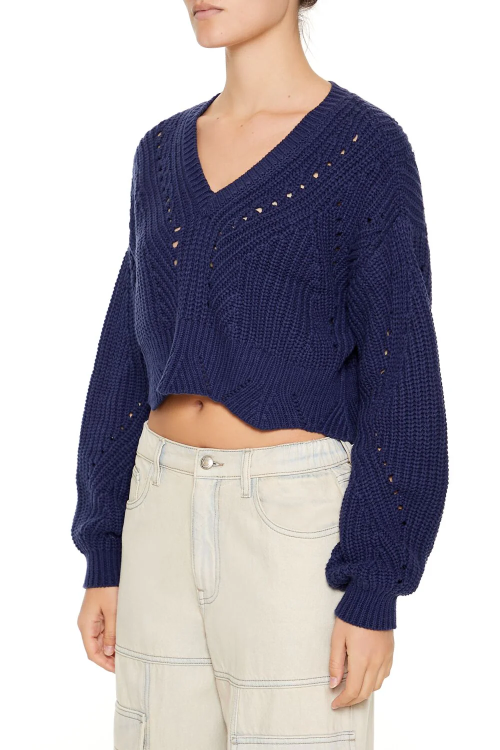 Open-Knit Cropped Sweater - Image 9