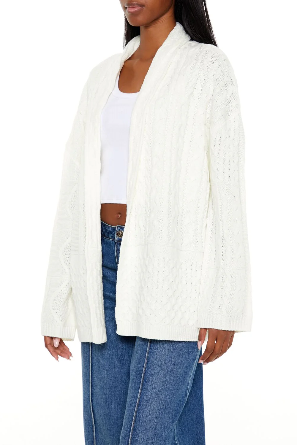 Mixed Knit Cardigan Sweater - Image 4