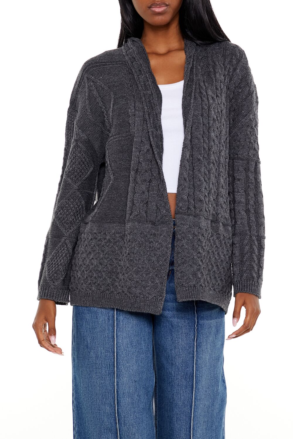 Mixed Knit Cardigan Sweater - Image 6