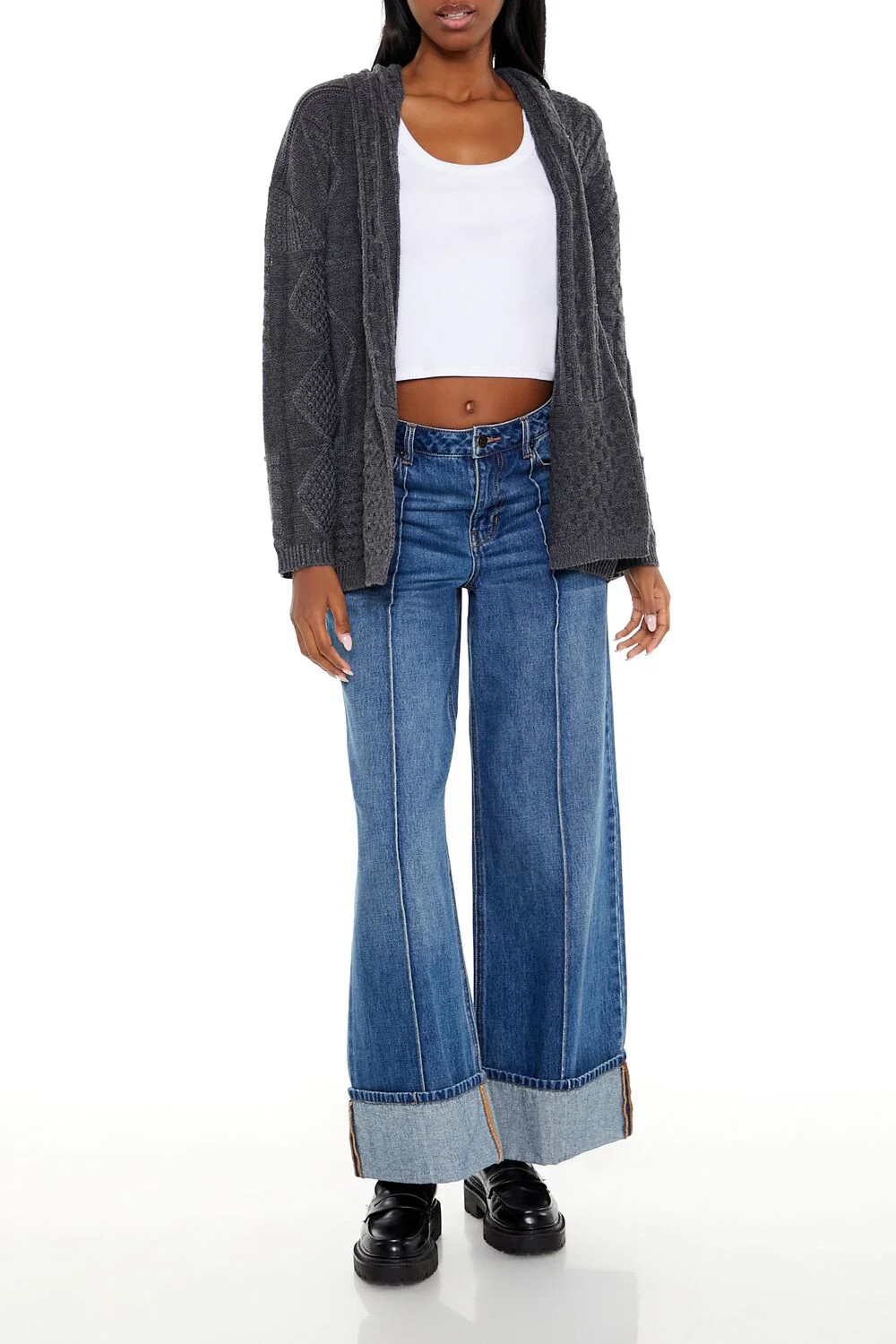 Mixed Knit Cardigan Sweater - Image 7