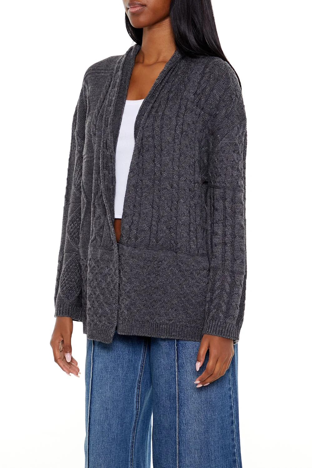 Mixed Knit Cardigan Sweater - Image 9