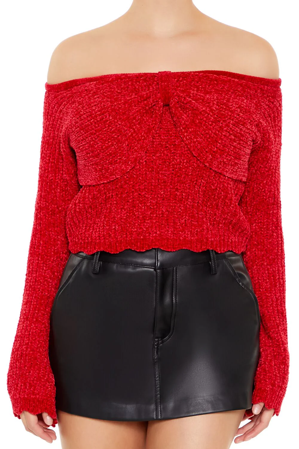 Off-the-Shoulder Bow Sweater - Image 3