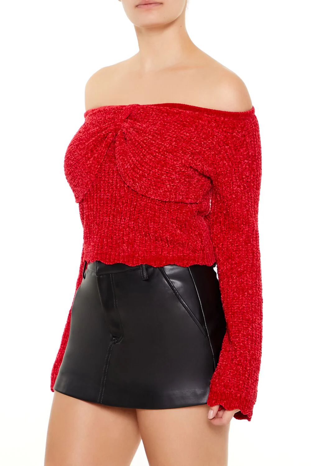 Off-the-Shoulder Bow Sweater - Image 4