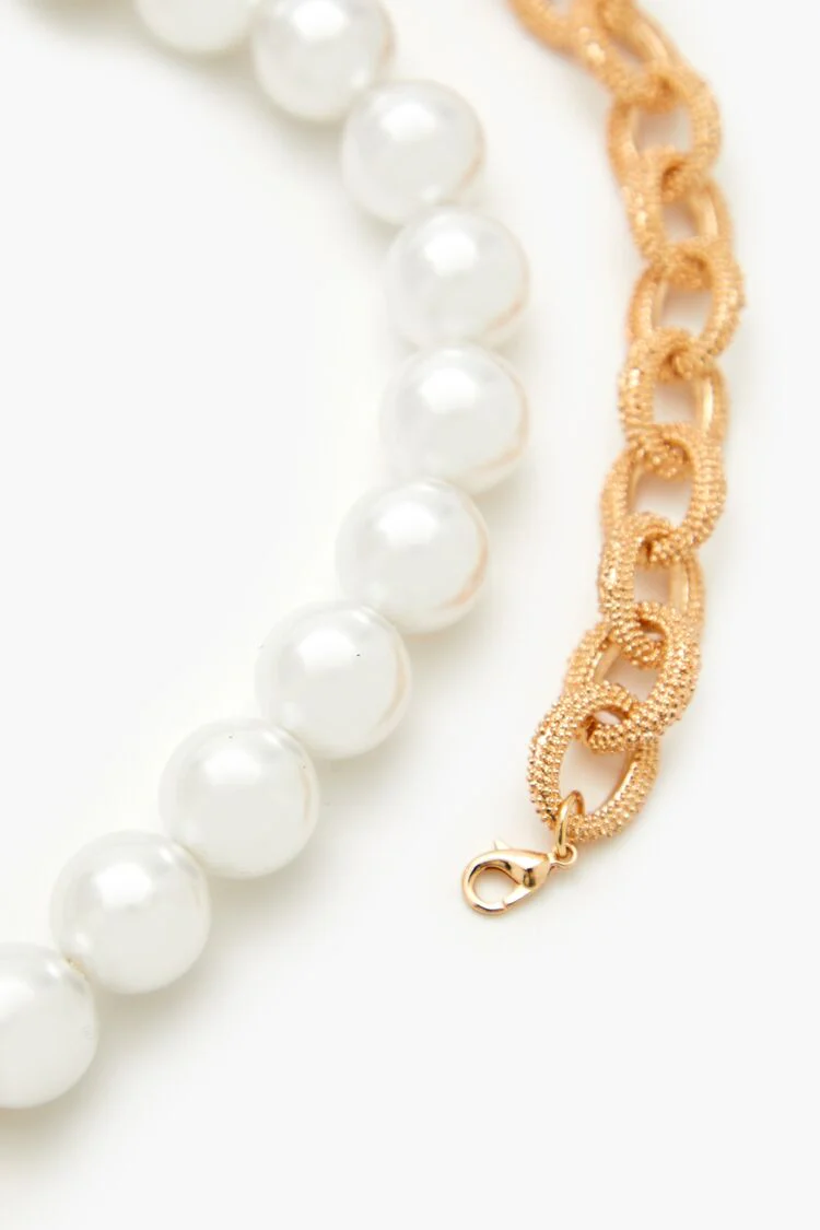 Faux Pearl Cross Necklace Set - Image 4