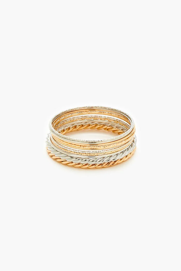 Etched & Twisted Bangle Bracelet Set - Image 2