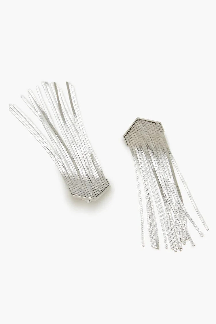 Herringbone Fringe Drop Earrings - Image 2