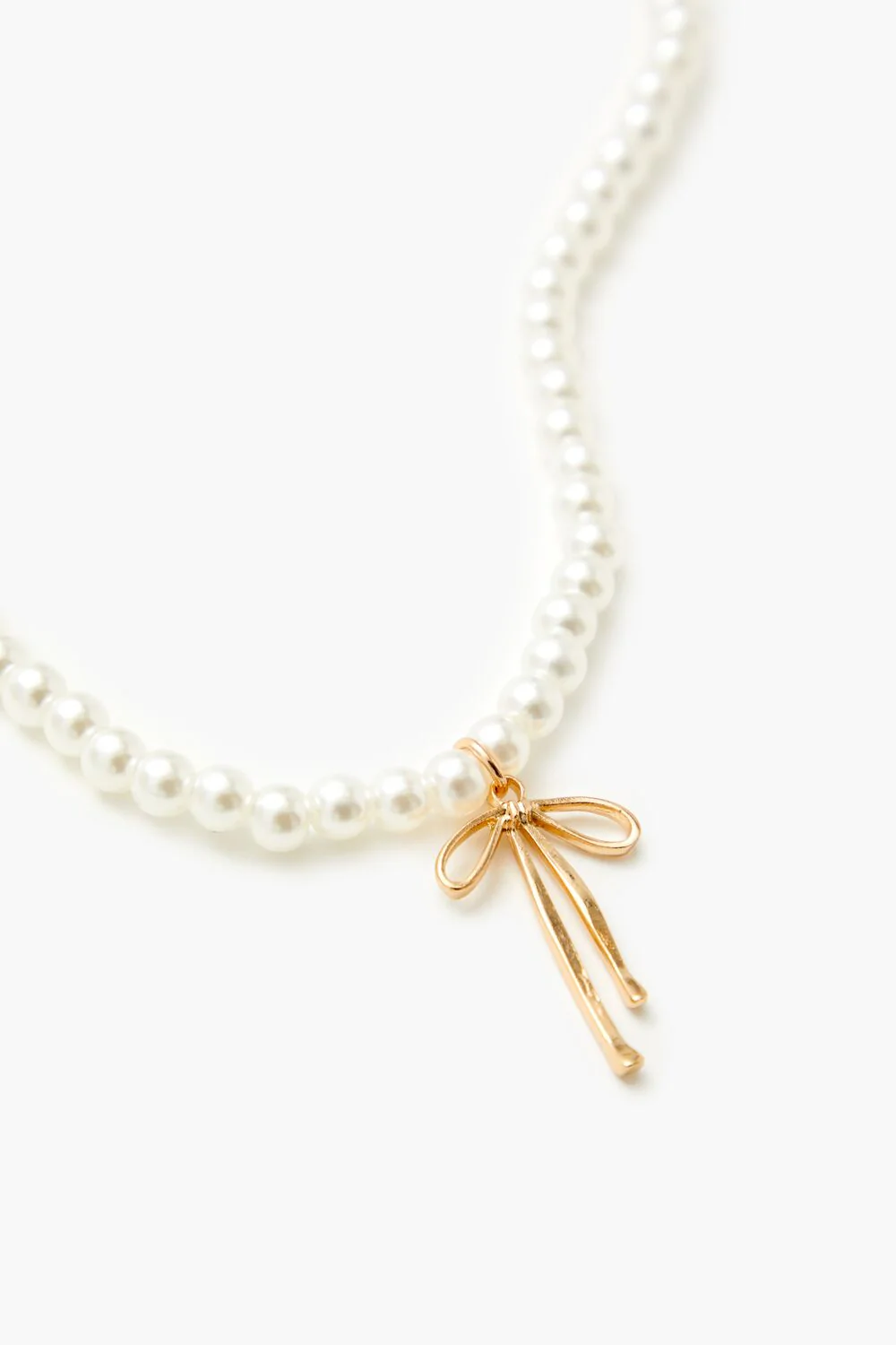 Faux Pearl Bow Pendant Necklace - Image 3