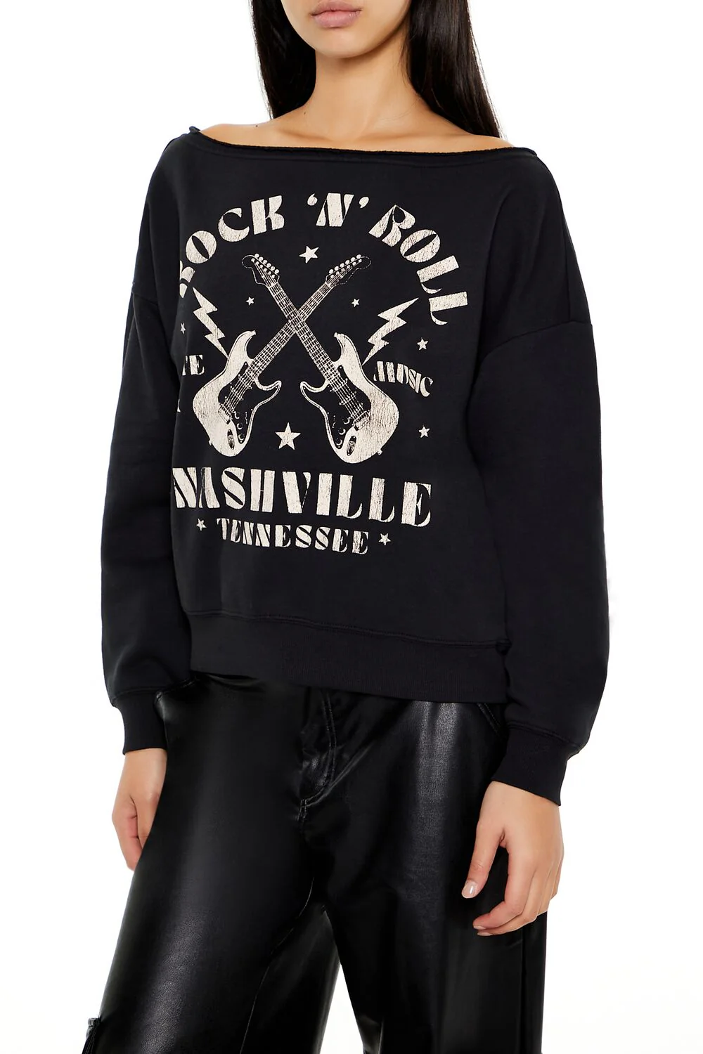Rock N Roll Off-the-Shoulder Pullover - Image 4