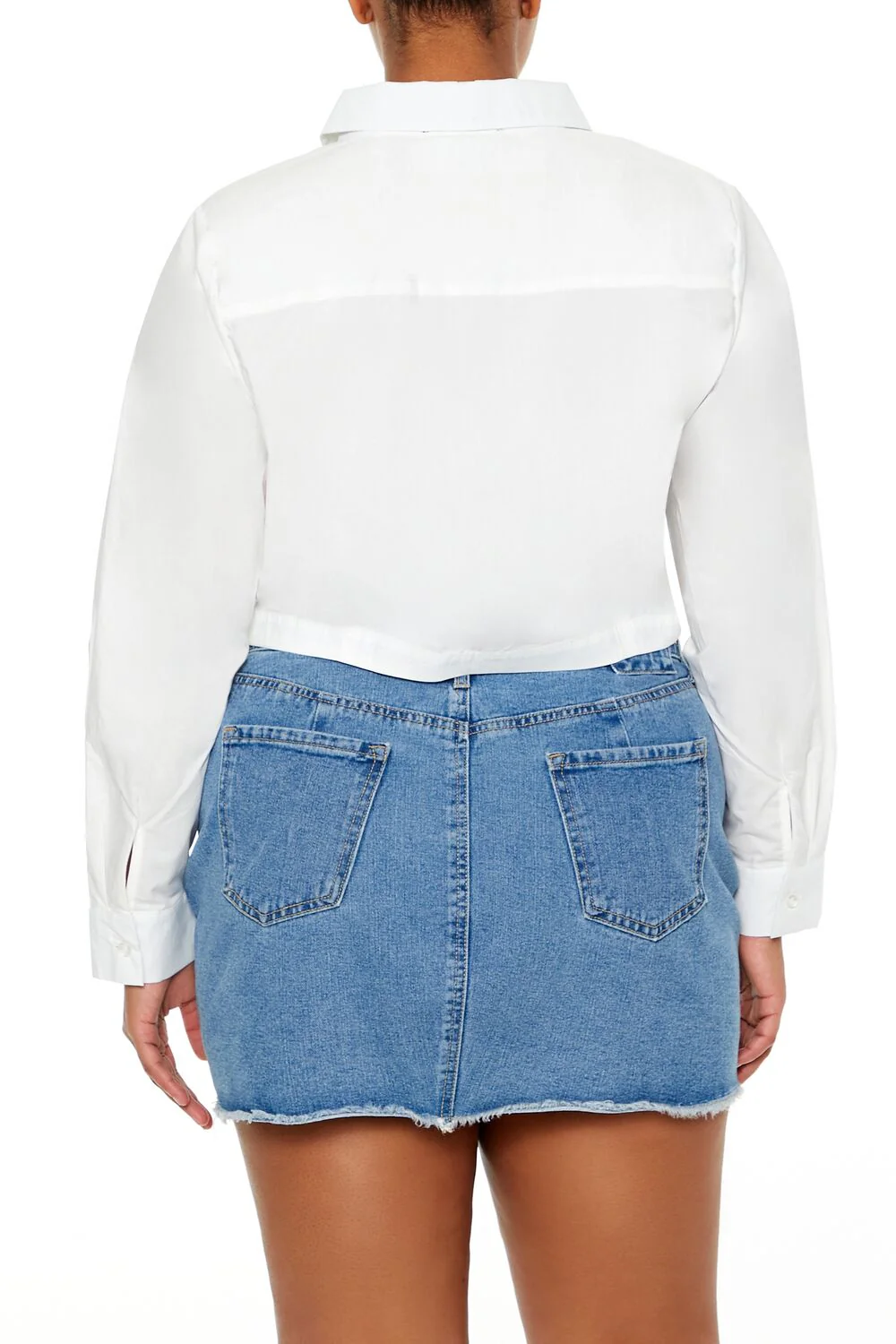 Plus Size Notched Cropped Shirt - Image 5
