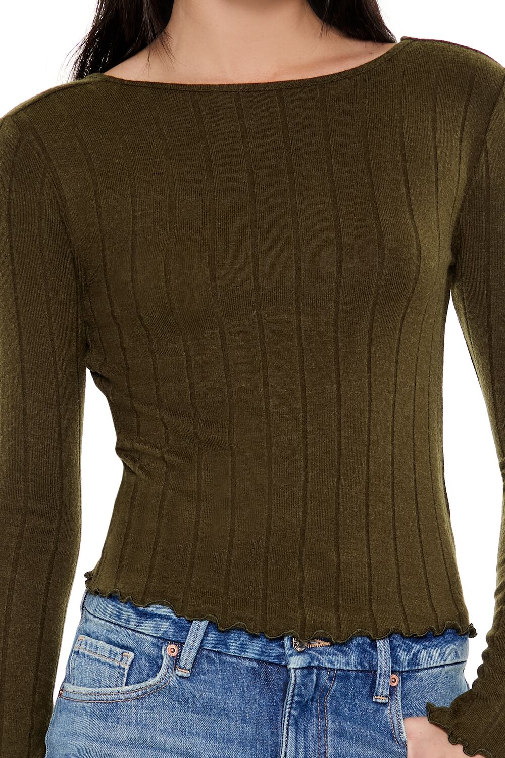 Ribbed Knit Plunge-Back Top - Image 8