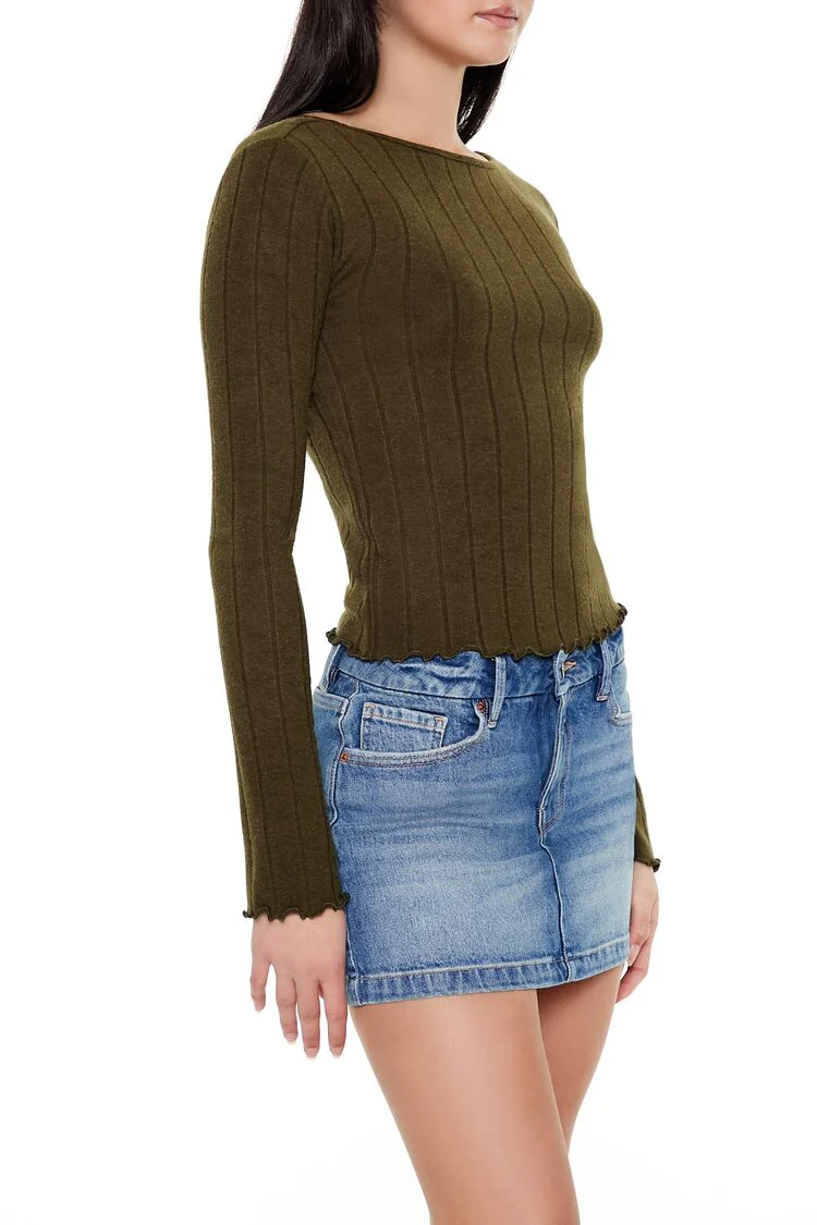 Ribbed Knit Plunge-Back Top - Image 9