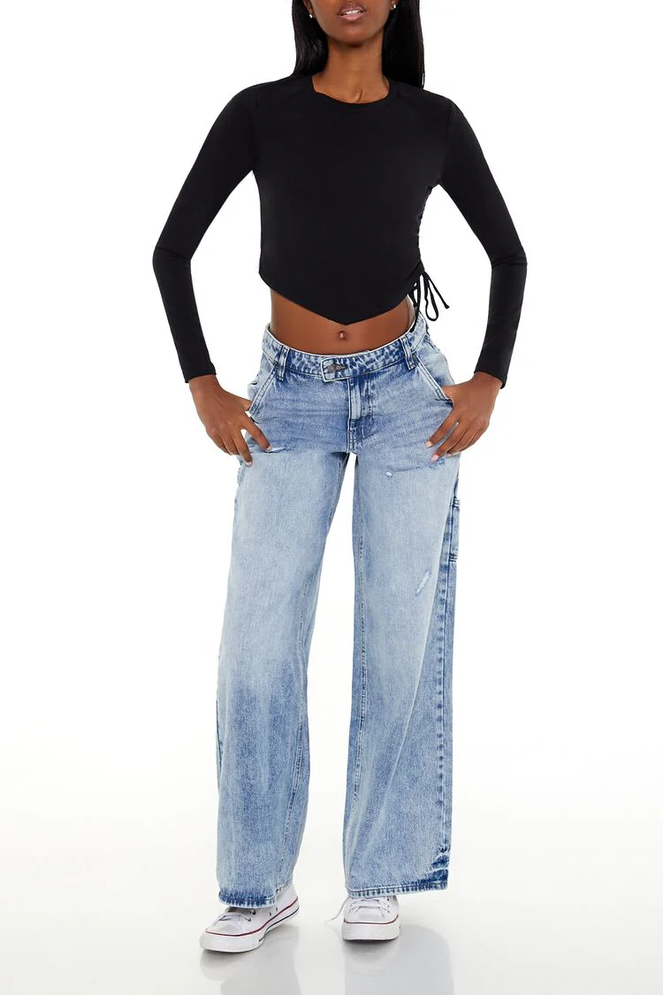 Ruched Drawstring Crop Top - Image 2