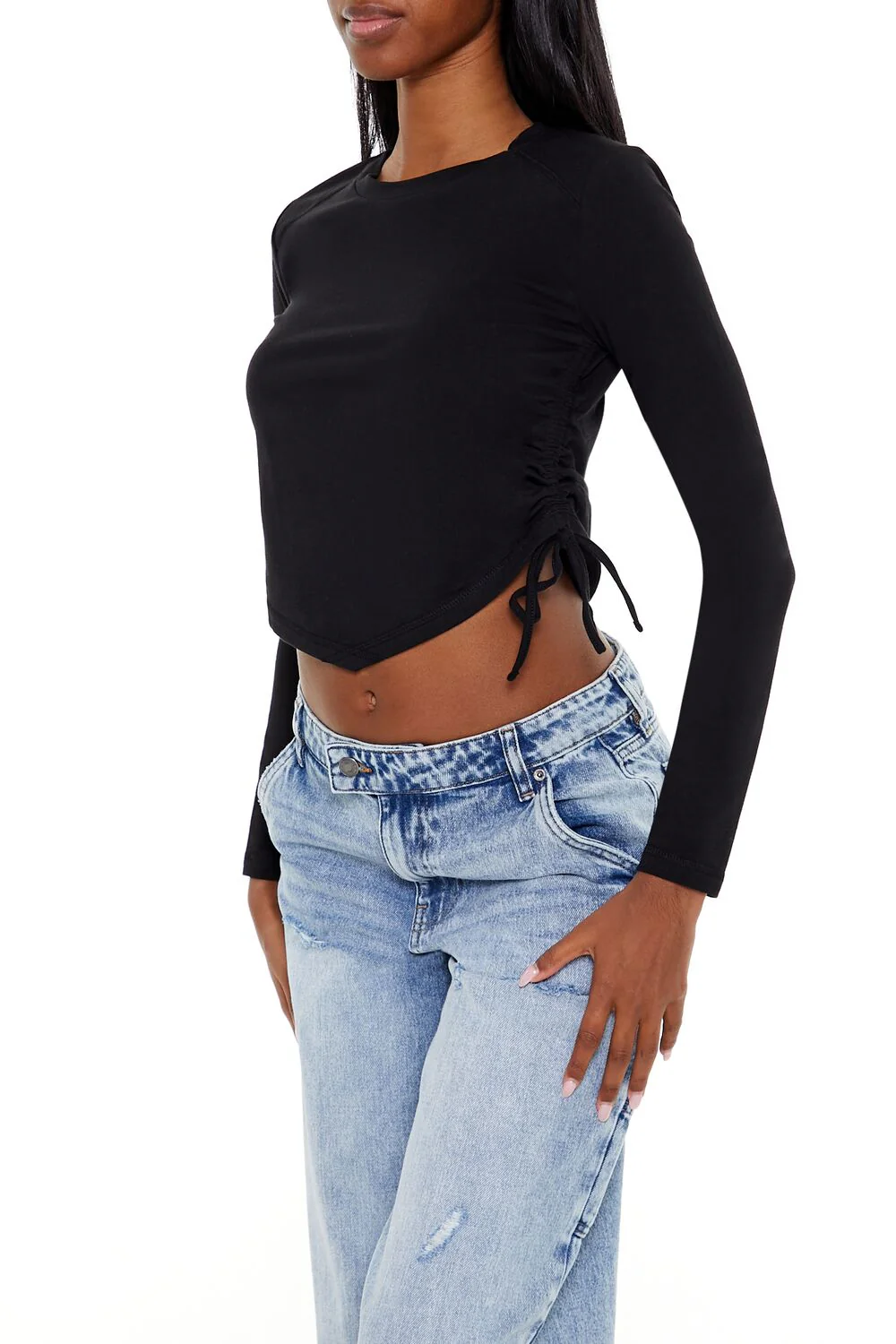 Ruched Drawstring Crop Top - Image 4