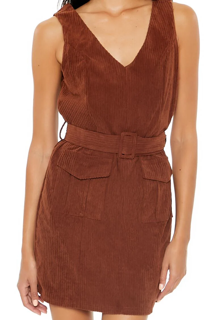 Belted Corduroy Mini Dress - Image 10
