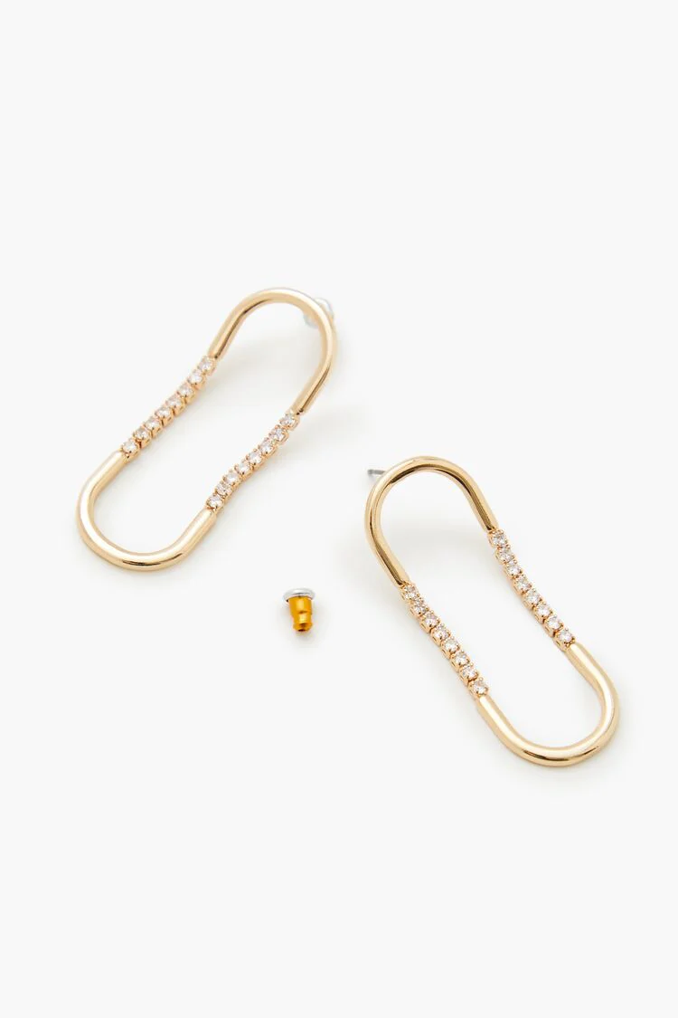 Geo Rhinestone Drop Earrings - Image 3
