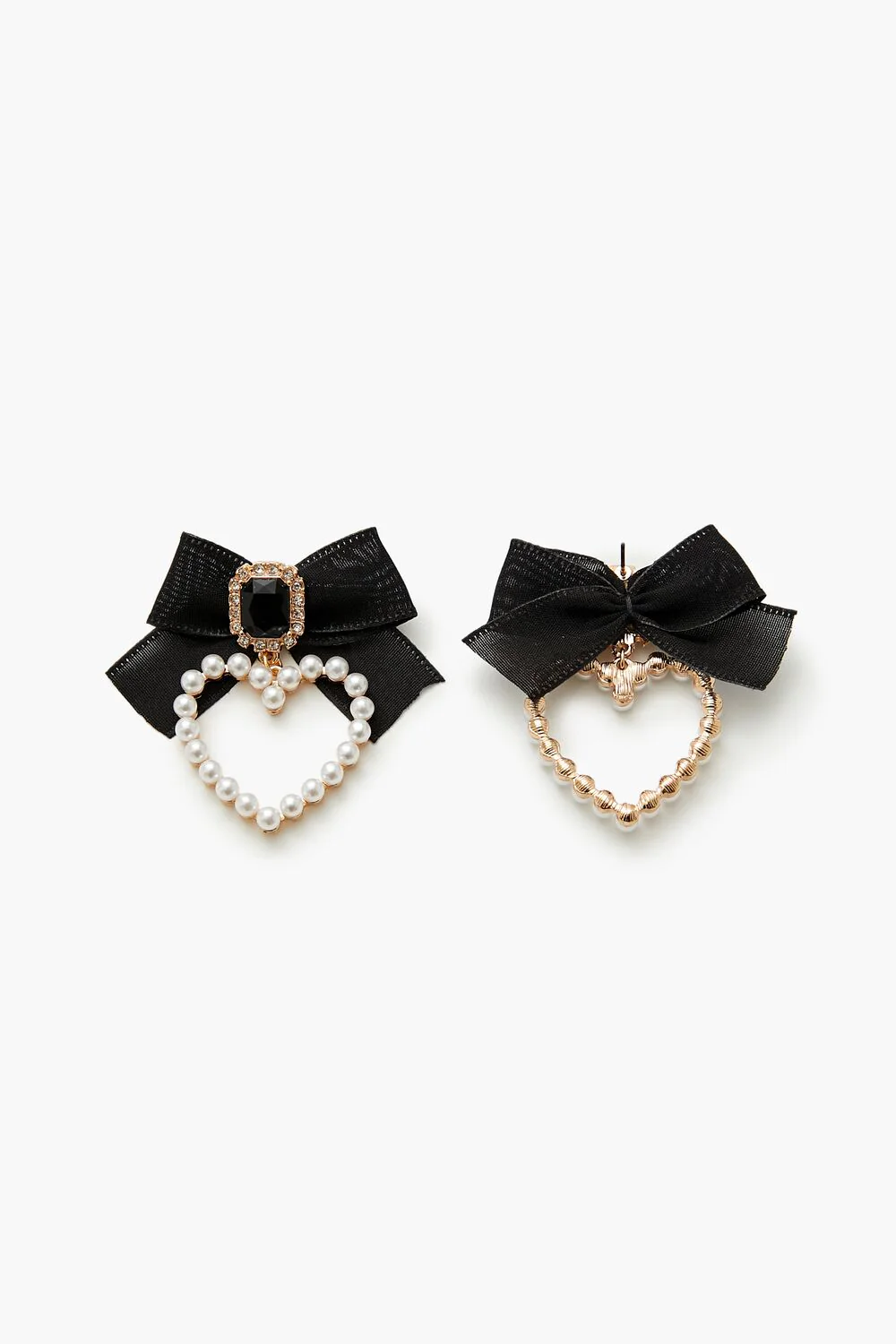 Faux Pearl Heart Drop Earrings - Image 3