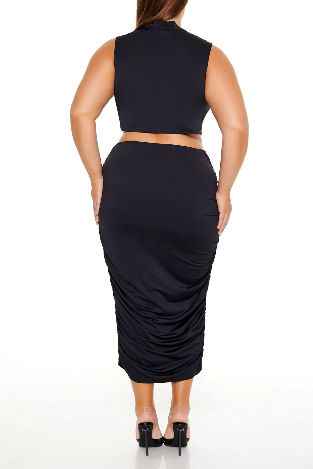 Plus Size Ruched Crop Top & Skirt Set - Image 4