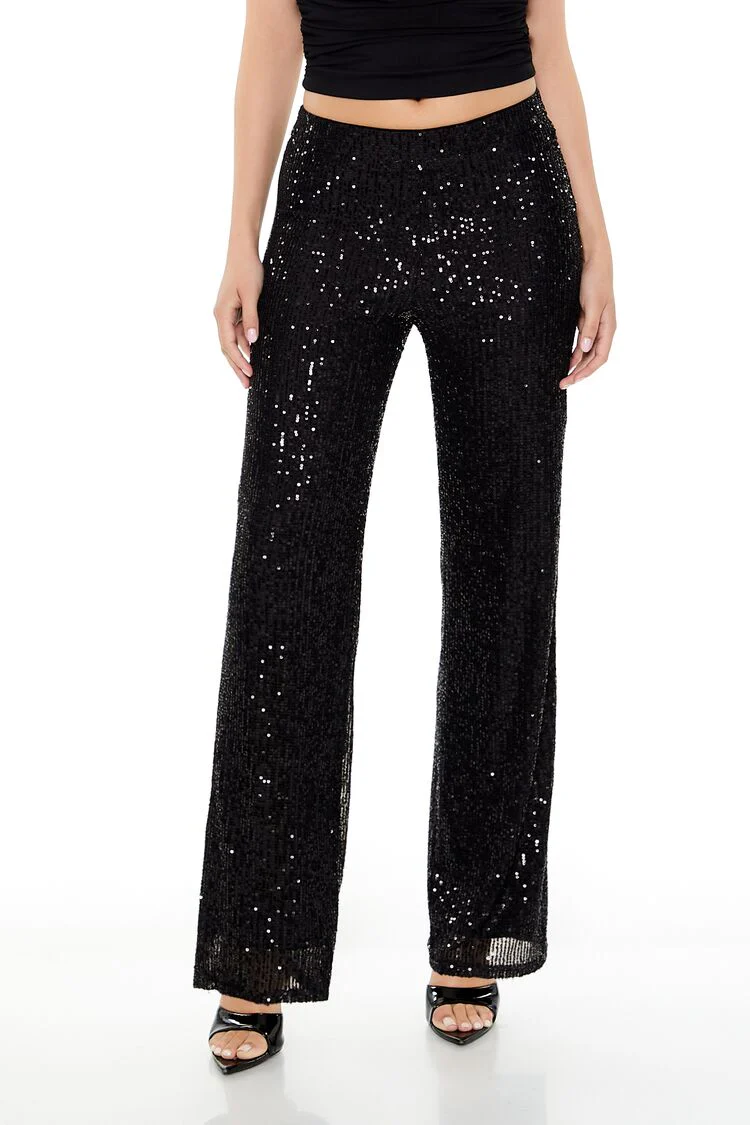 Sequin High-Rise Wide-Leg Pants - Image 2