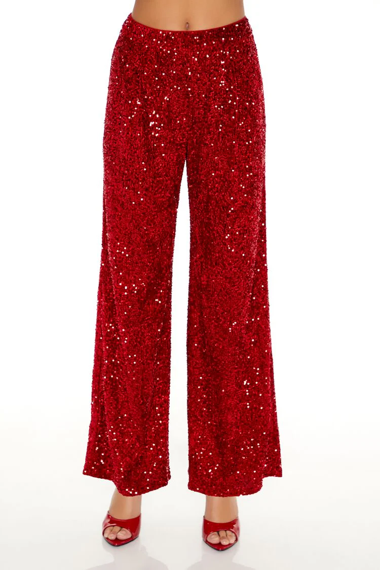 Sequin Velvet High-Rise Pants - Image 2
