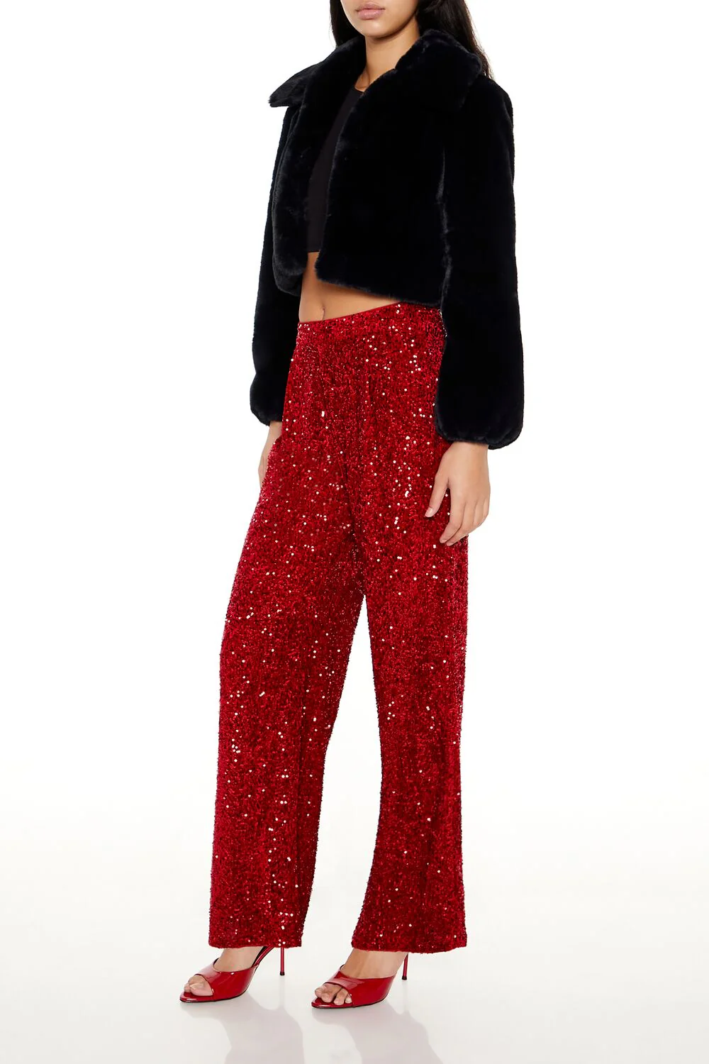 Sequin Velvet High-Rise Pants - Image 3