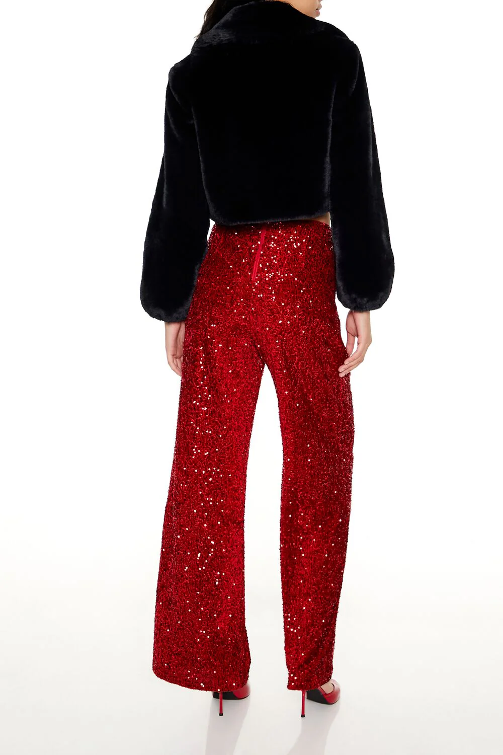 Sequin Velvet High-Rise Pants - Image 4