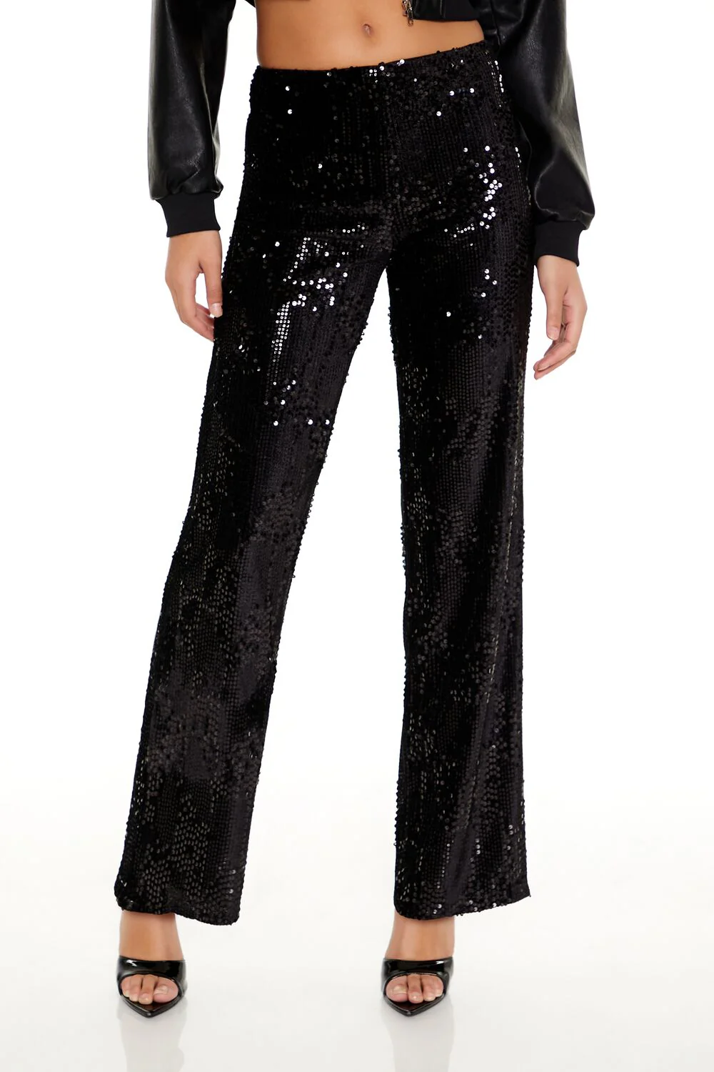 Sequin High-Rise Straight Pants - Image 2