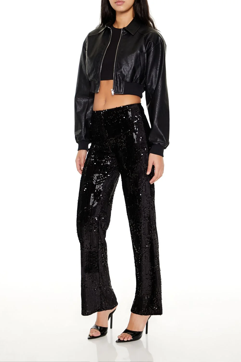 Sequin High-Rise Straight Pants - Image 3