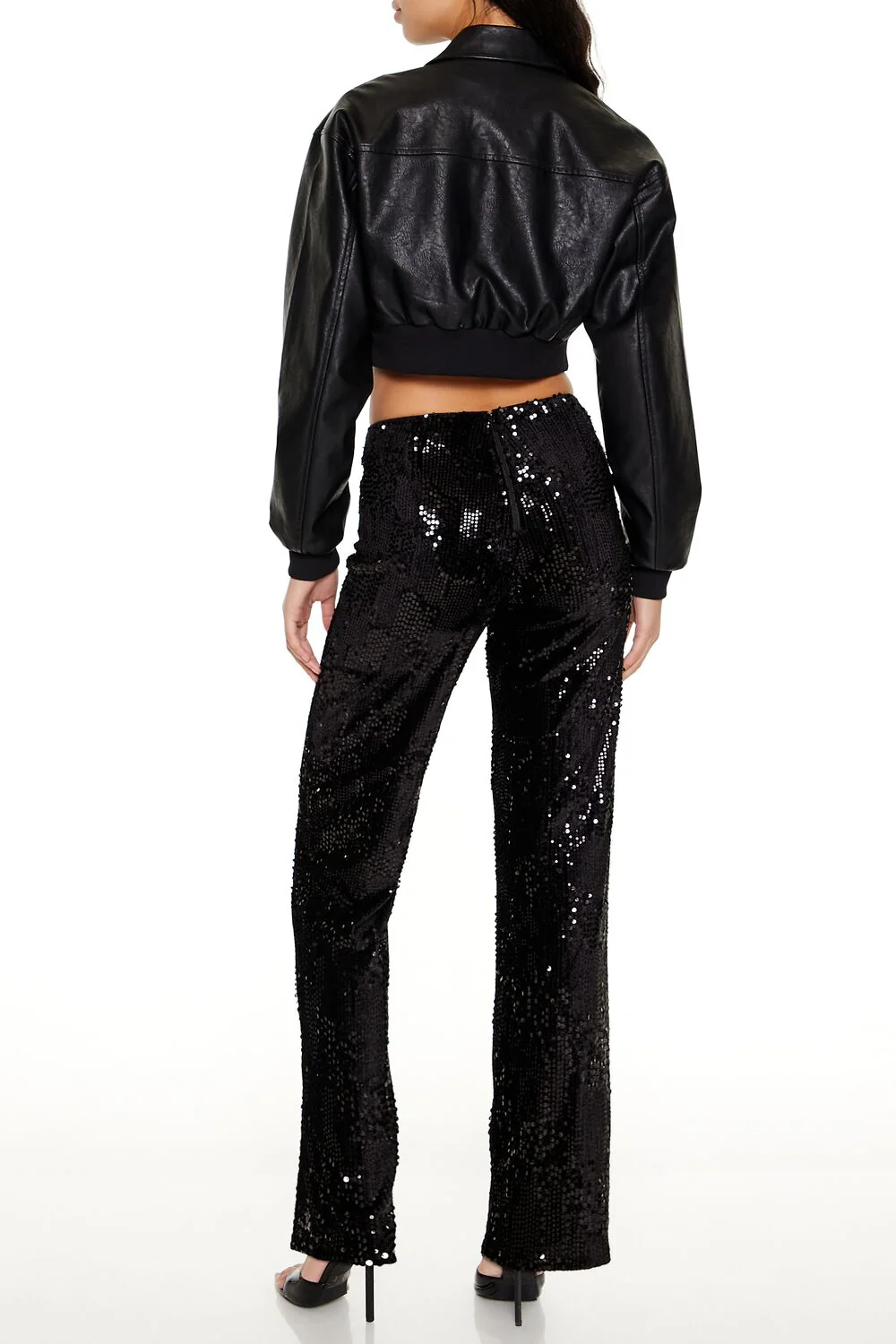 Sequin High-Rise Straight Pants - Image 4