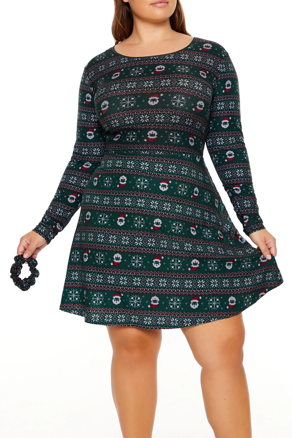 Plus Size Fair Isle Mini Dress & Scrunchie Set - Image 2