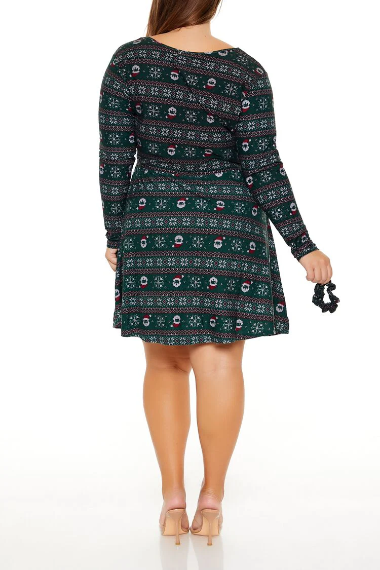 Plus Size Fair Isle Mini Dress & Scrunchie Set - Image 4