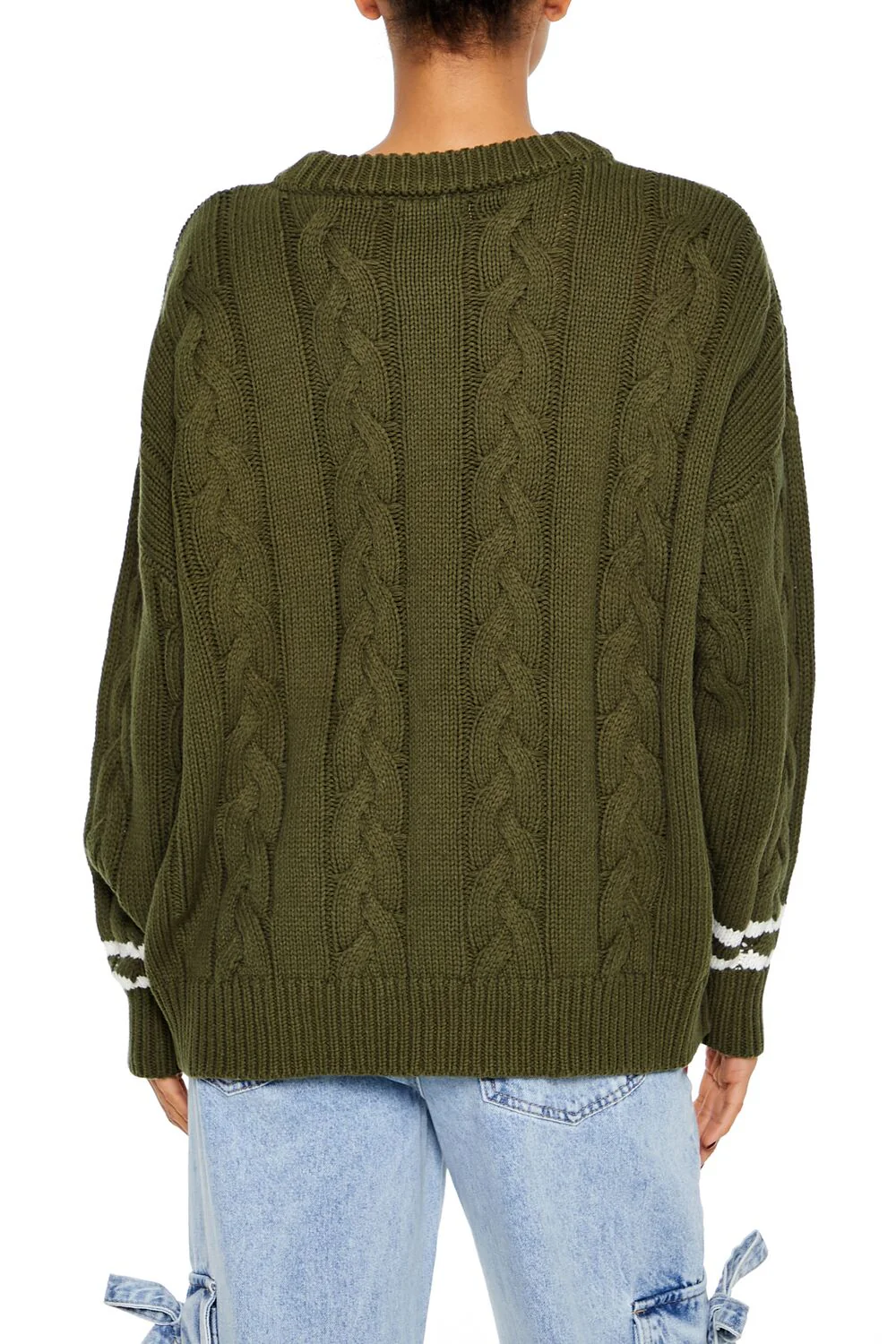Varsity-Striped Cable Knit Sweater - Image 5