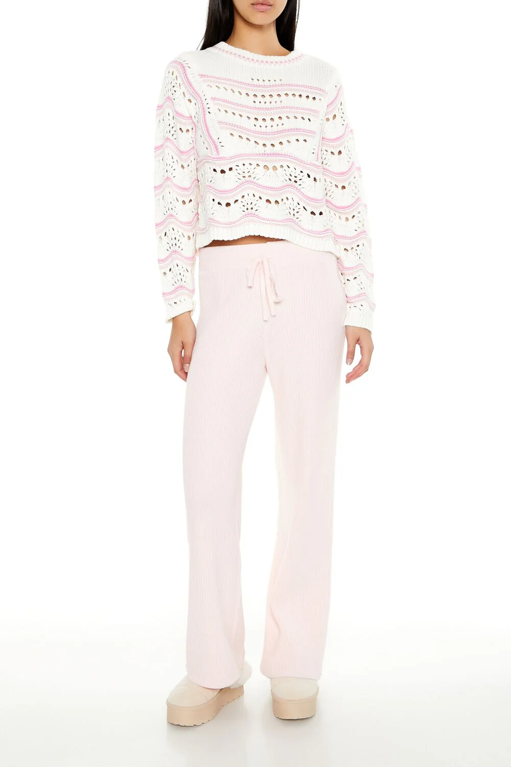 Cropped Open-Knit Sweater - Image 2