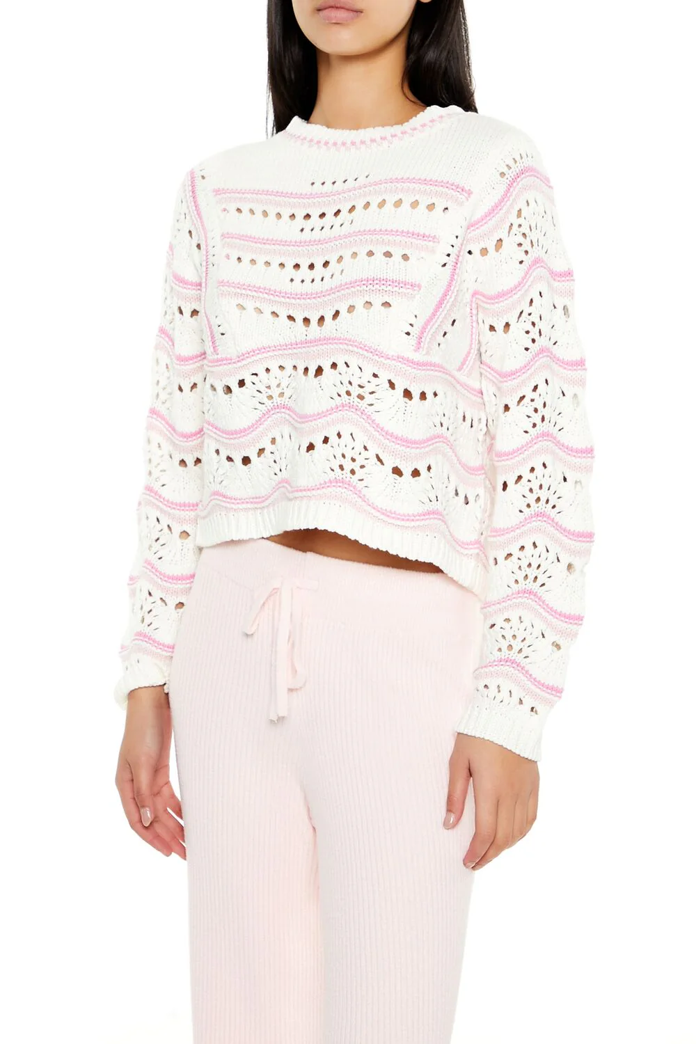 Cropped Open-Knit Sweater - Image 4